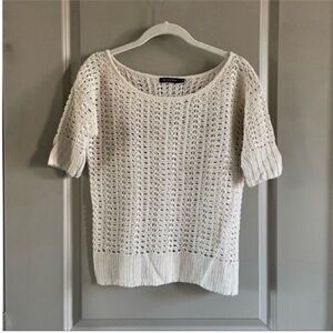 The Limited - cream open crochet sweater, 100% linen top